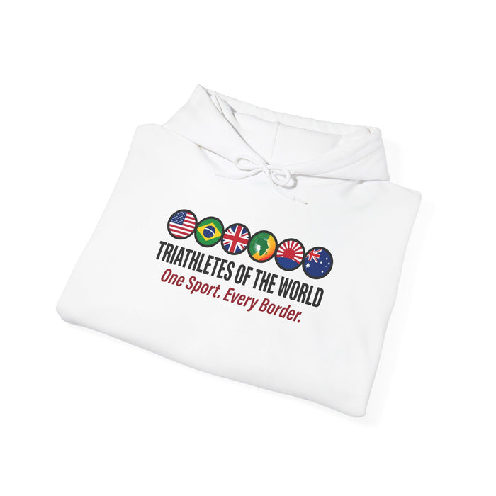 Triathletes of the World Hoodie — "One Sport. Every Border." International Flags Design