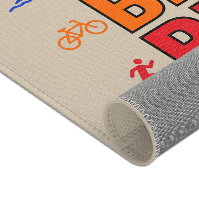 Triathlon Area Rug - 'Swim Bike Run Repeat' Motivational Sports Rug
