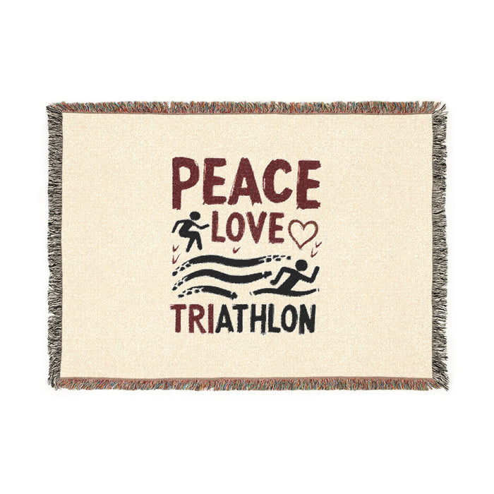 Triathlon Athlete Woven Cotton Blanket - Home Decor