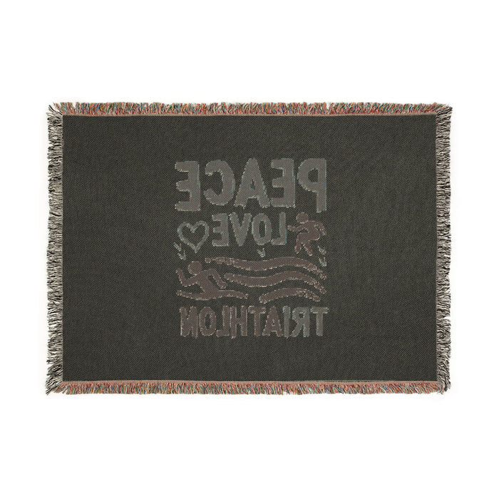 Triathlon Athlete Woven Cotton Blanket - Home Decor - alternate view