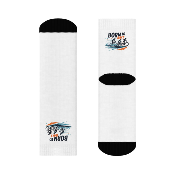 Triathlon Crew Socks Quick-Dry Cushioned Sole Seamless Toe - All Over Prints