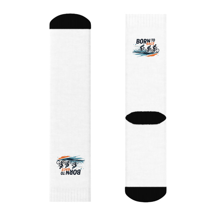 Triathlon Crew Socks Quick-Dry Cushioned Sole Seamless Toe - All Over Prints - detail view