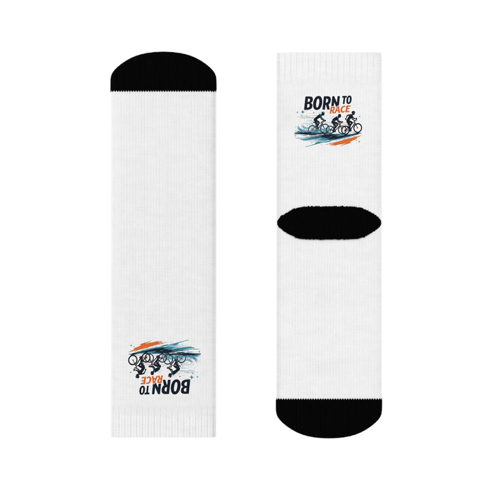 Triathlon Crew Socks Quick-Dry Cushioned Sole Seamless Toe - All Over Prints - lifestyle view
