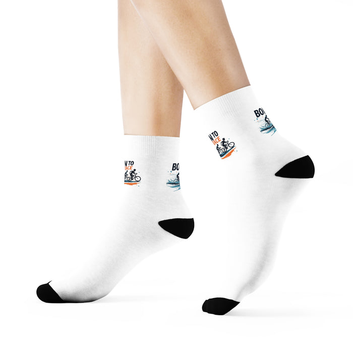 Triathlon Crew Socks Quick-Dry Cushioned Sole Seamless Toe - All Over Prints - size chart