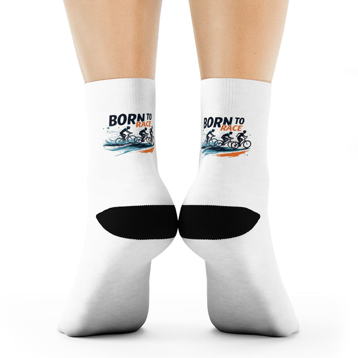 Triathlon Crew Socks Quick-Dry Cushioned Sole Seamless Toe - All Over Prints - size chart