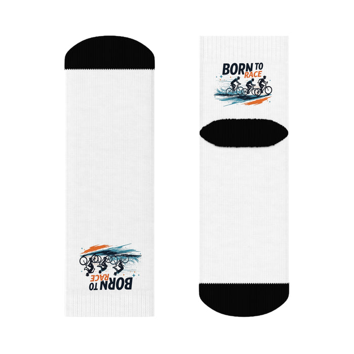 Triathlon Crew Socks Quick-Dry Cushioned Sole Seamless Toe - All Over Prints - size chart
