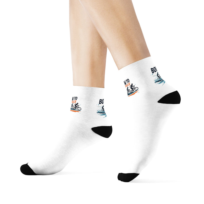 Triathlon Crew Socks Quick-Dry Cushioned Sole Seamless Toe - All Over Prints - size chart