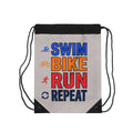 Triathlon Drawstring Bag - "Swim Bike Run Repeat" Gym Sack for Athle
