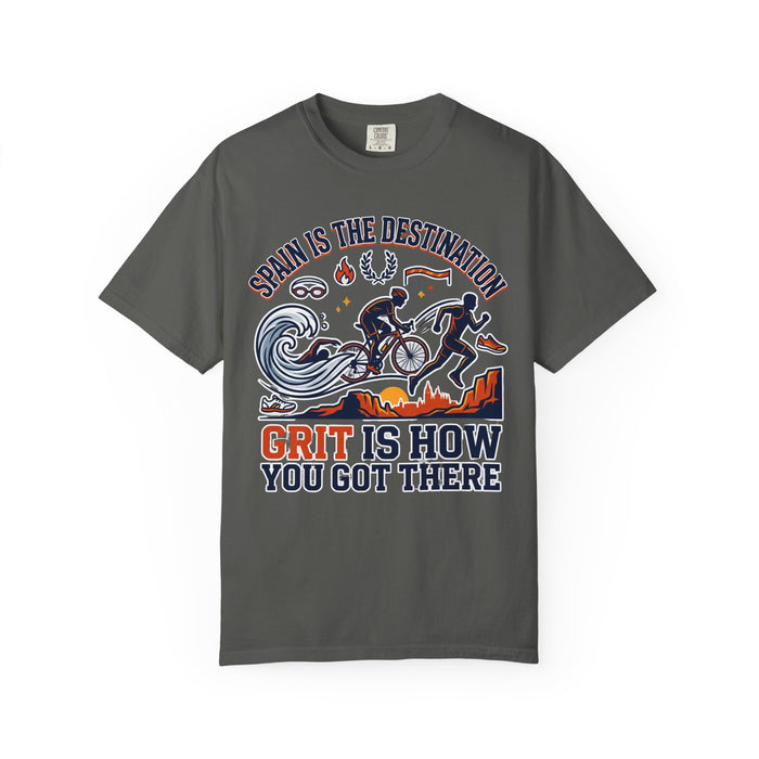 Triathlon Graphic T-Shirt — "Spain Is The Destination, Grit Is How You Got There"