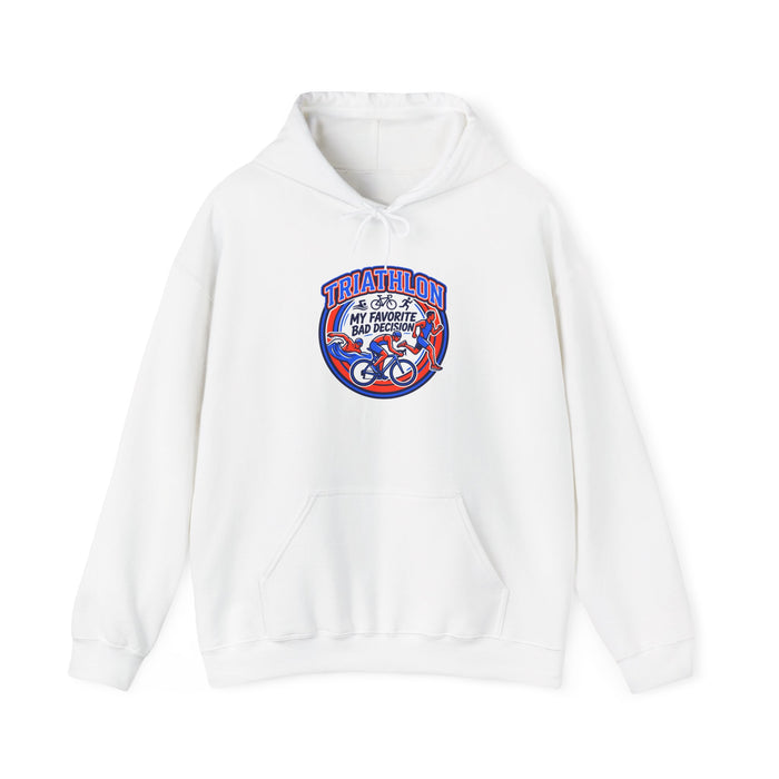 Triathlon Hoodie – "My Favorite Bad Decision" Retro Triathlon Design