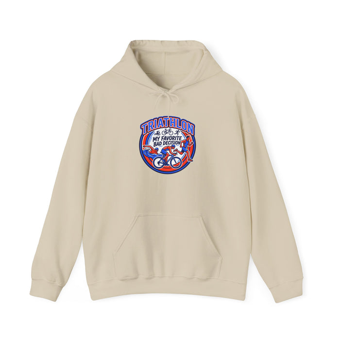 Triathlon Hoodie – "My Favorite Bad Decision" Retro Triathlon Design