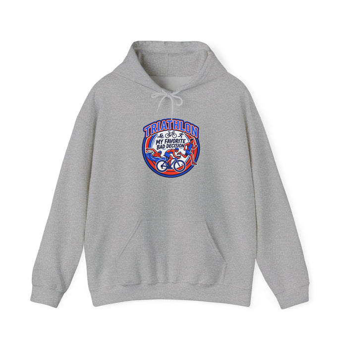 Triathlon Hoodie – "My Favorite Bad Decision" Retro Triathlon Design