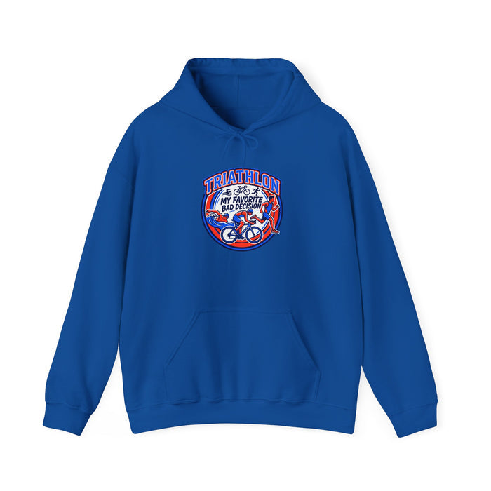 Triathlon Hoodie – "My Favorite Bad Decision" Retro Triathlon Design