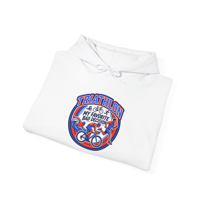 Triathlon Hoodie – "My Favorite Bad Decision" Retro Triathlon Design