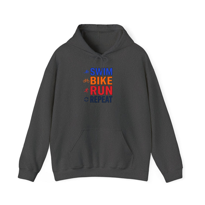 Triathlon Hoodie – 'Swim Bike Run Repeat' Athletic Pullover