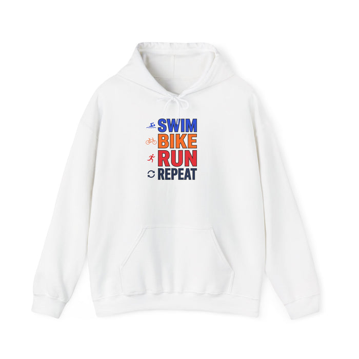 Triathlon Hoodie – 'Swim Bike Run Repeat' Athletic Pullover