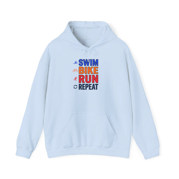 Triathlon Hoodie – 'Swim Bike Run Repeat' Athletic Pullover