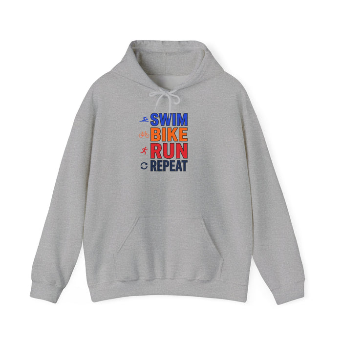 Triathlon Hoodie – 'Swim Bike Run Repeat' Athletic Pullover