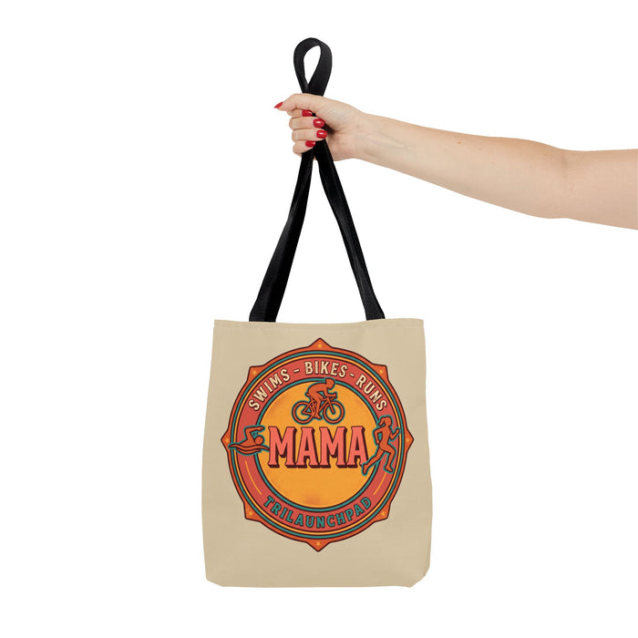 Triathlon Mama Tote Bag — Swims Bikes Runs Graphic Beach & Gym Tote