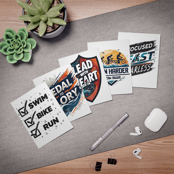 Triathlon Motivational Greeting Cards 5-Pack - Paper products - lifestyle view