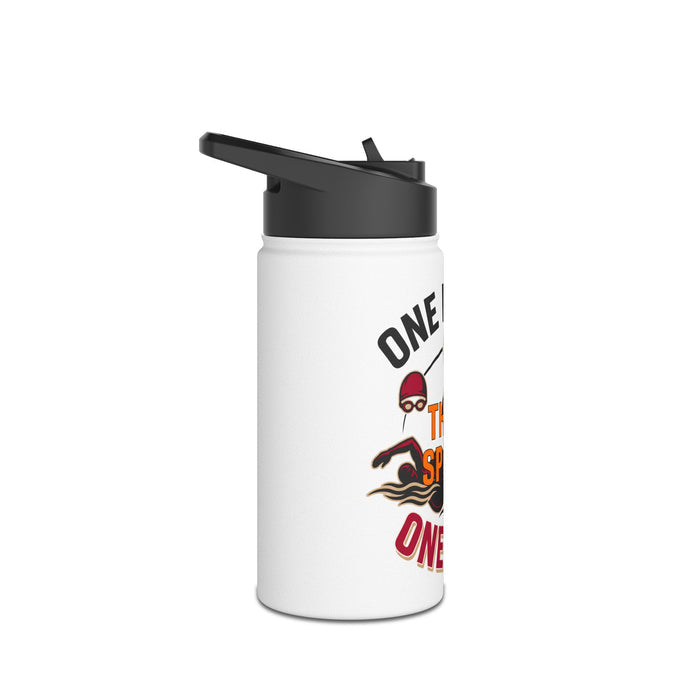 Triathlon Motivational Stainless Steel Water Bottle — "One Month, Three Sports, One Goal"