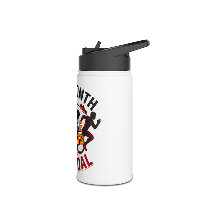 Triathlon Motivational Stainless Steel Water Bottle — "One Month, Three Sports, One Goal"