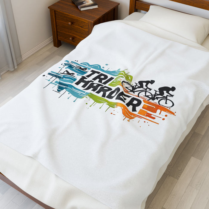 Triathlon Plush Blanket for Athletes - All Over Prints - size chart