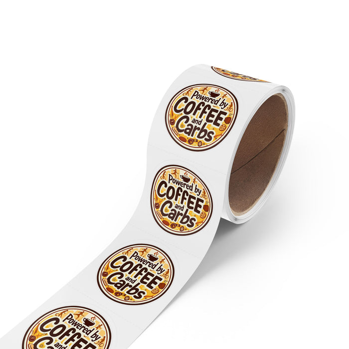 Triathlon Round Stickers "Powered by Coffee & Carbs" - Paper products - detail view
