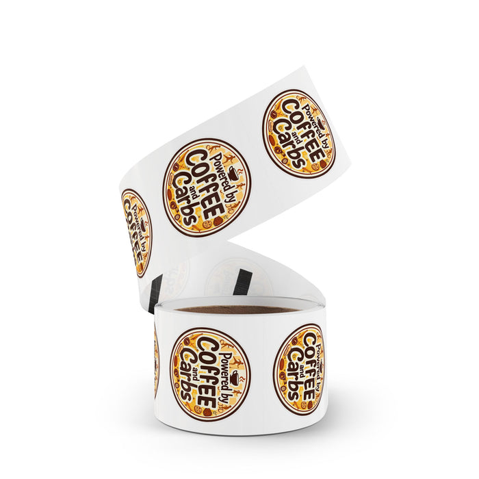 Triathlon Round Stickers "Powered by Coffee & Carbs" - Paper products - lifestyle view