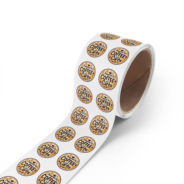Triathlon Round Stickers "Powered by Coffee & Carbs" - Paper products - size chart