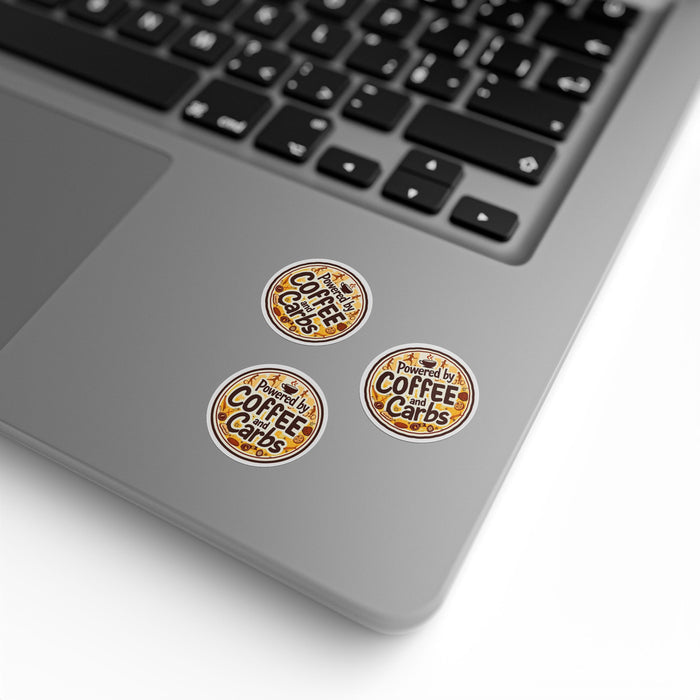 Triathlon Round Stickers "Powered by Coffee & Carbs" - Paper products - size chart