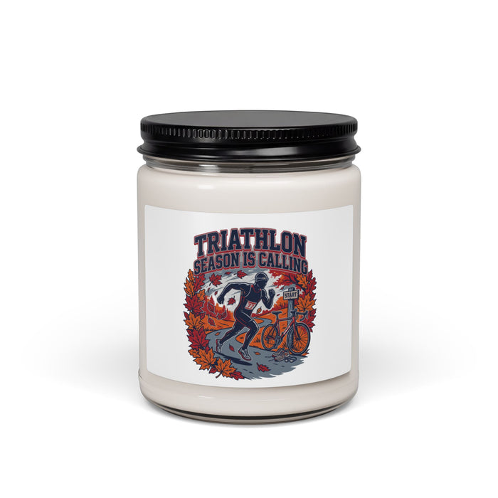 Triathlon Season Is Calling Soy Candle — 9oz Scented Jar for Athletes & Outdoor Lovers