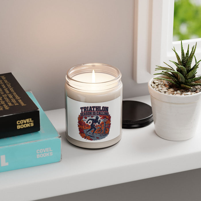 Triathlon Season Is Calling Soy Candle — 9oz Scented Jar for Athletes & Outdoor Lovers