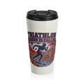Triathlon Season Is Calling Stainless Steel Travel Mug — Autumn Race Training Tumbler