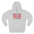 Triathlon Supporter Hoodie — "My Bestie Does Triathlons I Just Cheer Louder" Fleece Pullover