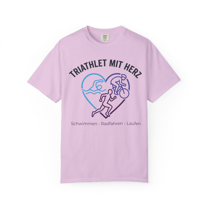 Triathlon T-Shirt — "Triathlet mit Herz" Swim Bike Run Tee