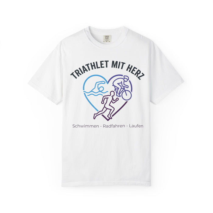 Triathlon T-Shirt — "Triathlet mit Herz" Swim Bike Run Tee