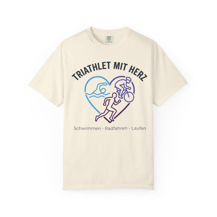 Triathlon T-Shirt — "Triathlet mit Herz" Swim Bike Run Tee