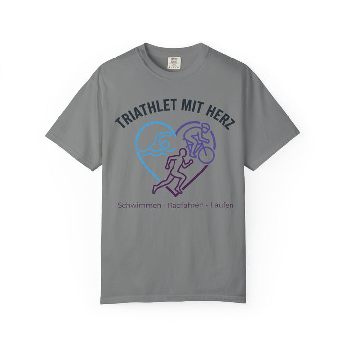 Triathlon T-Shirt — "Triathlet mit Herz" Swim Bike Run Tee