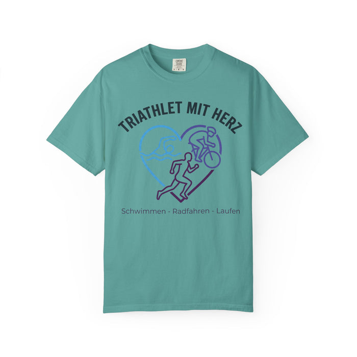Triathlon T-Shirt — "Triathlet mit Herz" Swim Bike Run Tee