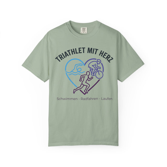 Triathlon T-Shirt — "Triathlet mit Herz" Swim Bike Run Tee