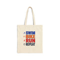 Triathlon Tote Bag — "Swim Bike Run Repeat" Canvas Tote