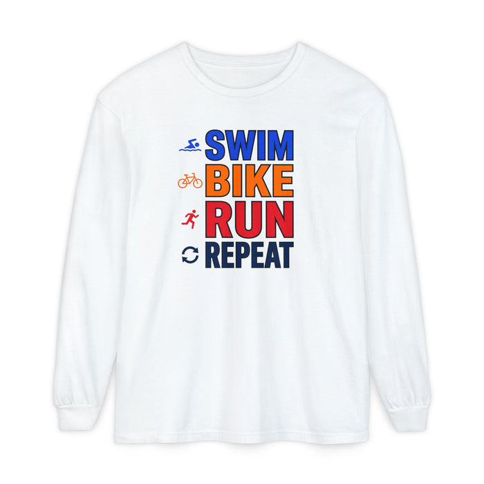 Triathlon Training Long Sleeve Shirt — "Swim Bike Run Repeat"