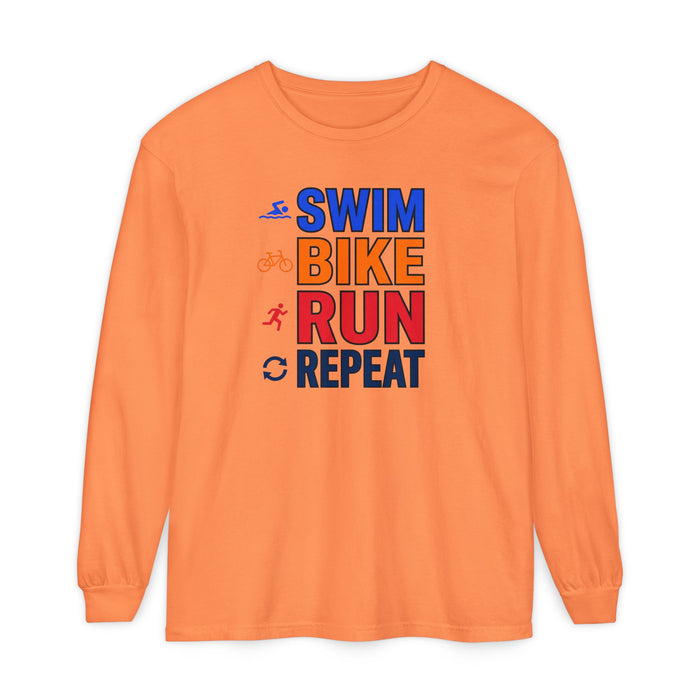 Triathlon Training Long Sleeve Shirt — "Swim Bike Run Repeat"