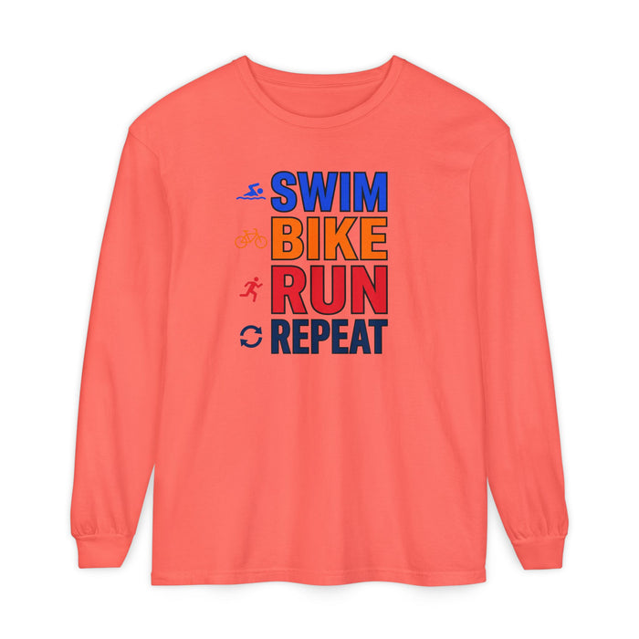 Triathlon Training Long Sleeve Shirt — "Swim Bike Run Repeat"