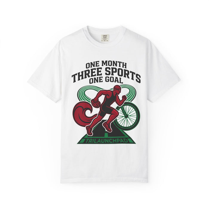 Triathlon Training T-Shirt — "One Month, Three Sports, One Goal"