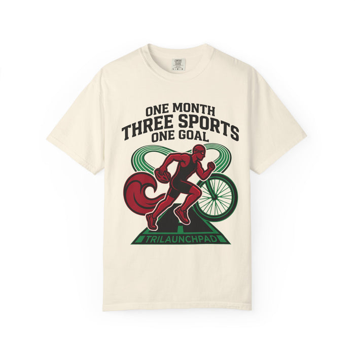 Triathlon Training T-Shirt — "One Month, Three Sports, One Goal"