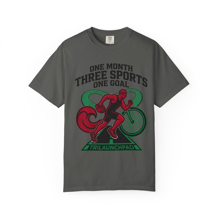 Triathlon Training T-Shirt — "One Month, Three Sports, One Goal"