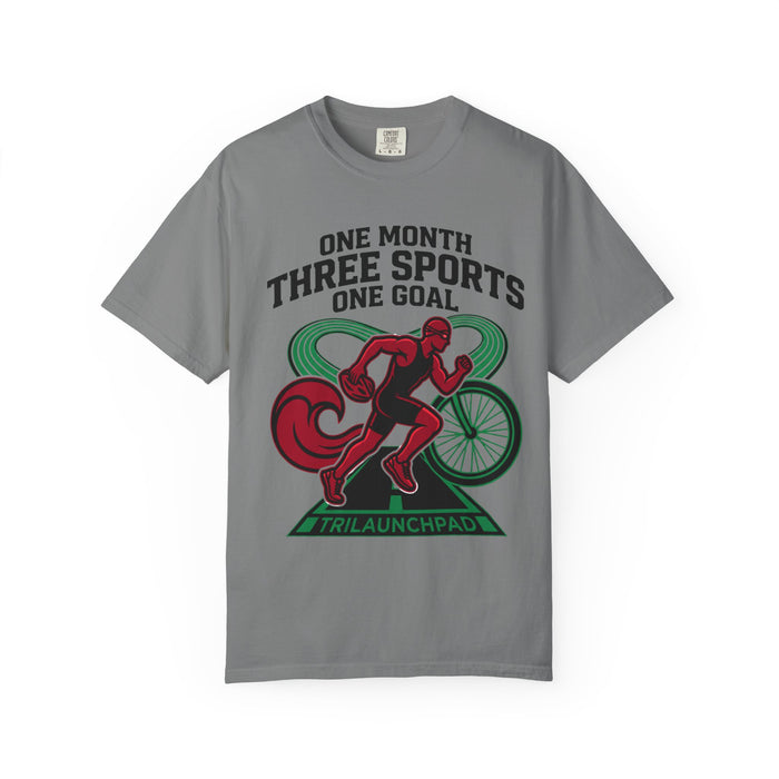 Triathlon Training T-Shirt — "One Month, Three Sports, One Goal"