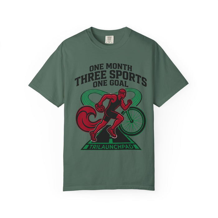 Triathlon Training T-Shirt — "One Month, Three Sports, One Goal"